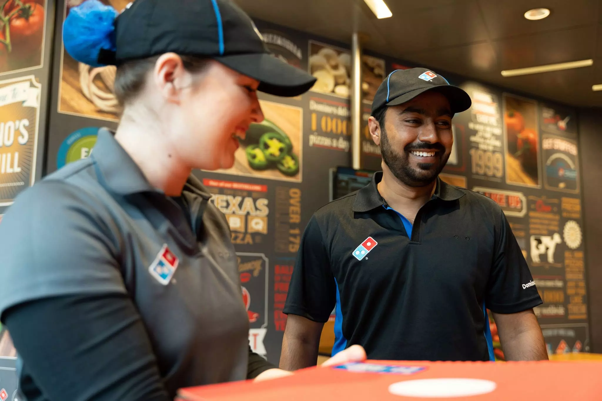 Domino's staff smiling